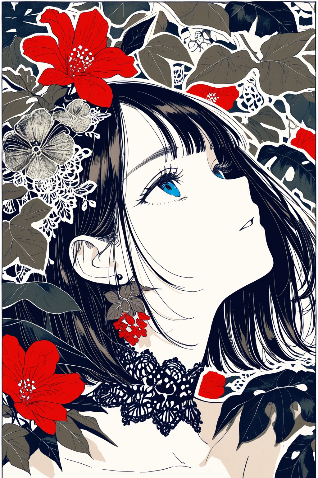 1girl,  solo,  flower on Tensor.Art