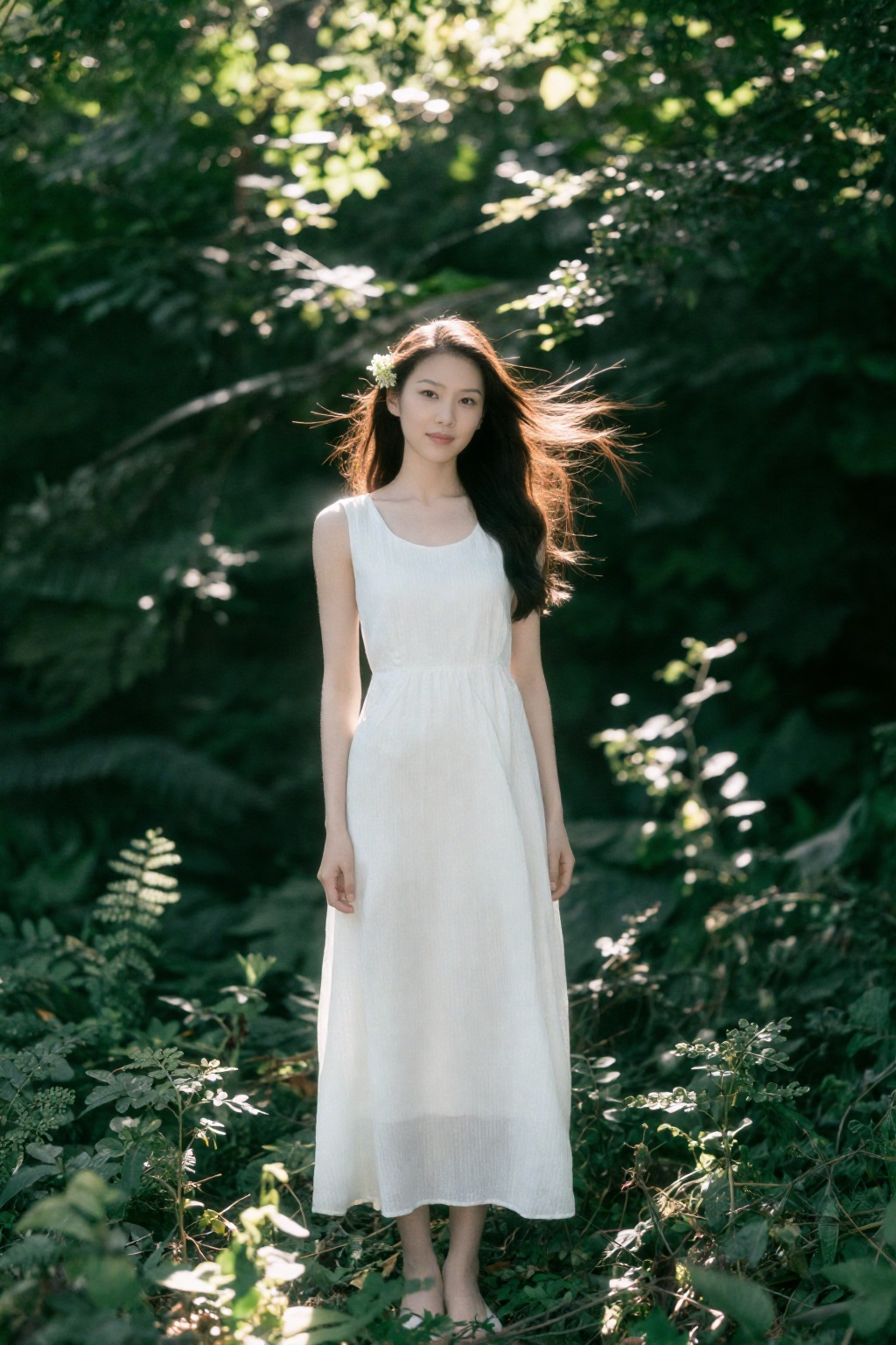 你的专属模特LoRA,  面部特征100%还原,  站在茂密的森林里 by SUNSHINE on Tensor.Art