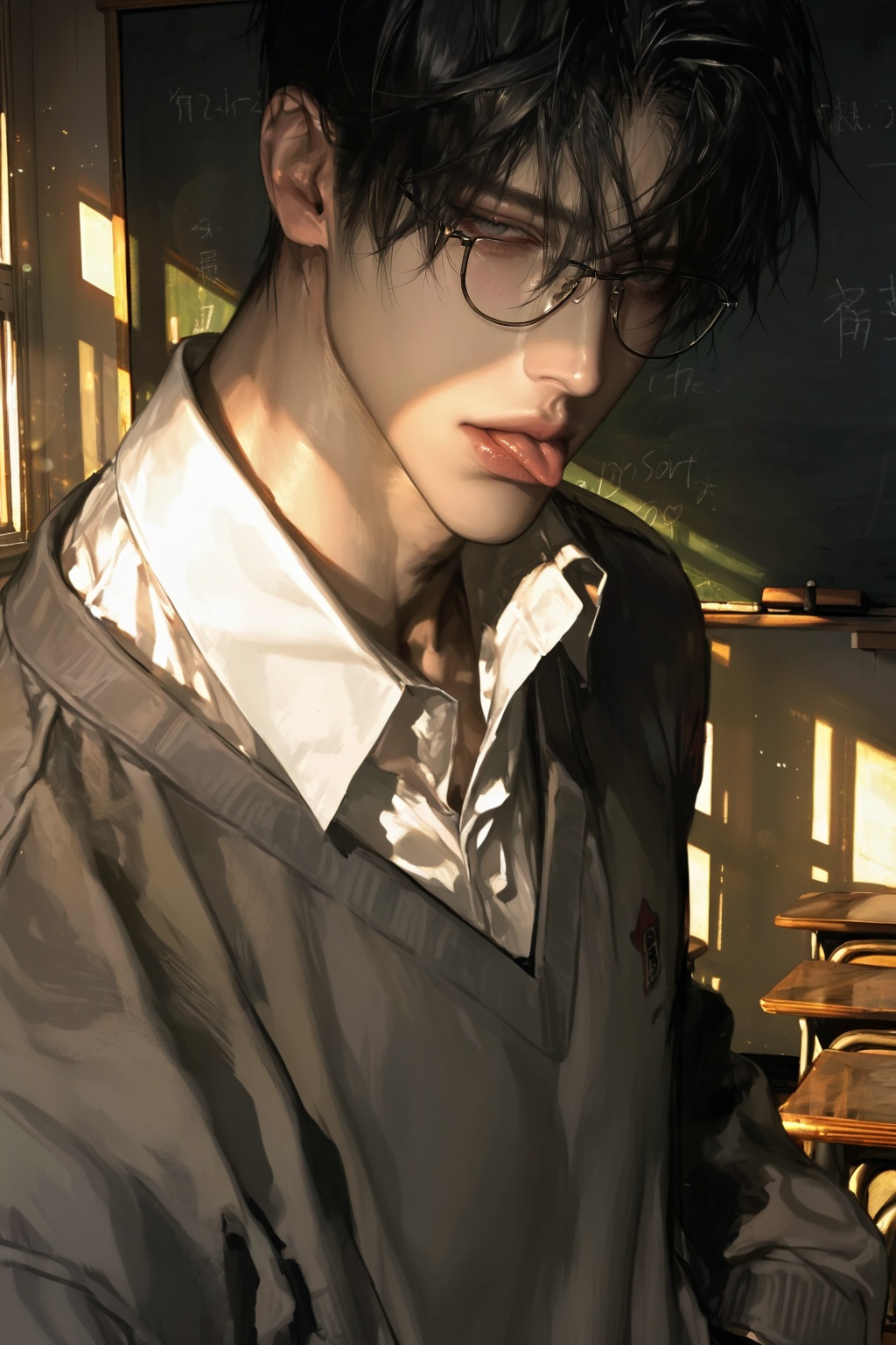 1 boy,  solo,  (dark gray eyes) on Tensor.Art