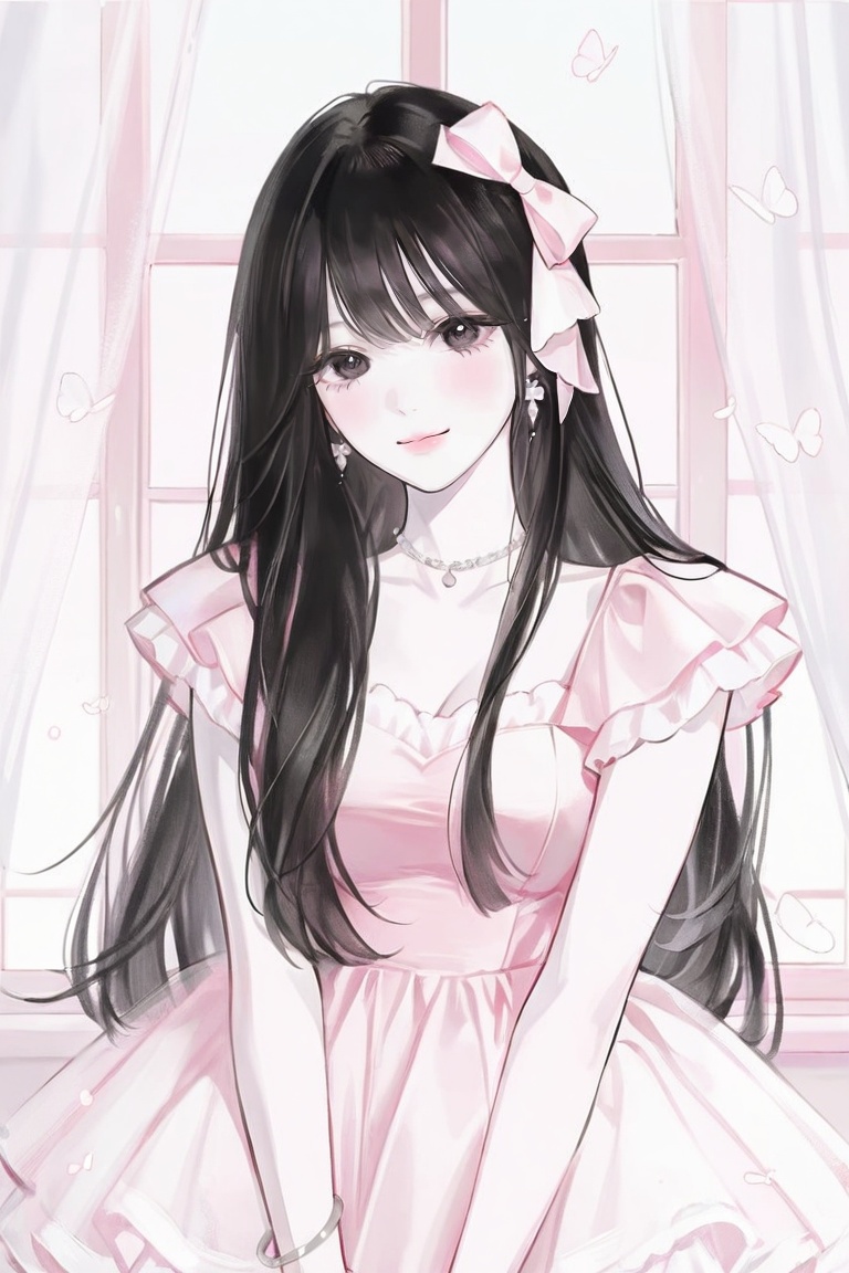 1girl,  long straights hair,  black hair colour on Tensor.Art