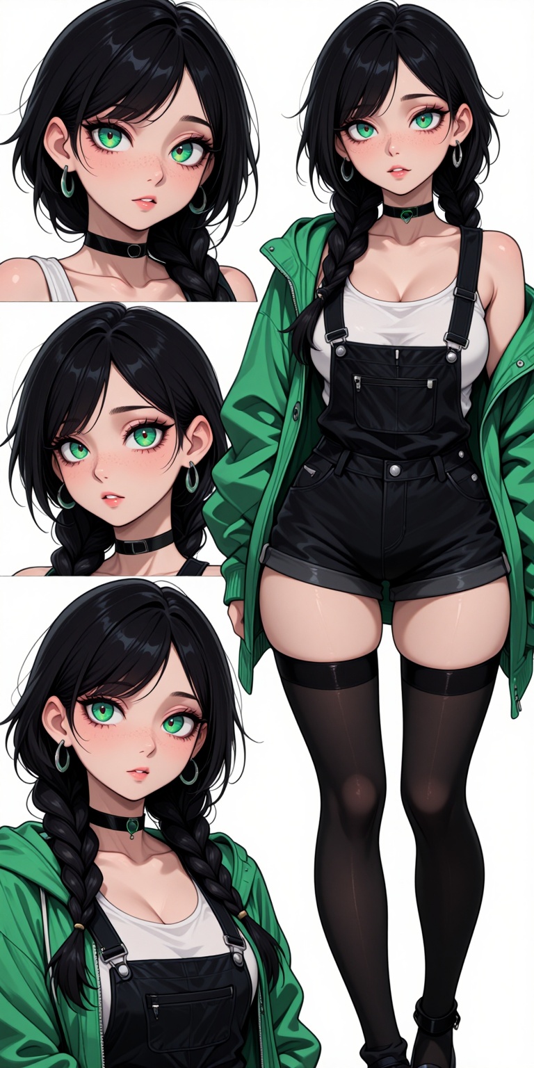 Technical Specs Highly detailed anime character sheet illustration,  clean white background,  professional modern anime st...