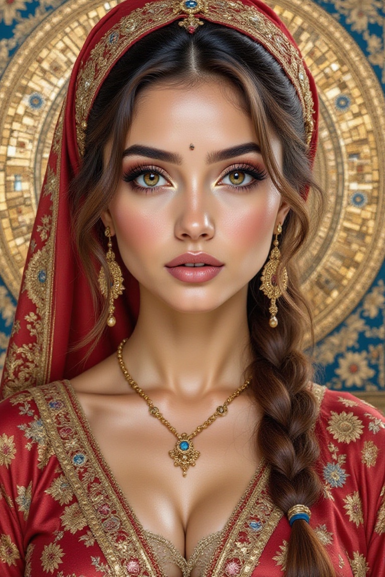 Byzantine Mosaics of a girl. ,  ,  portrait on Tensor.Art