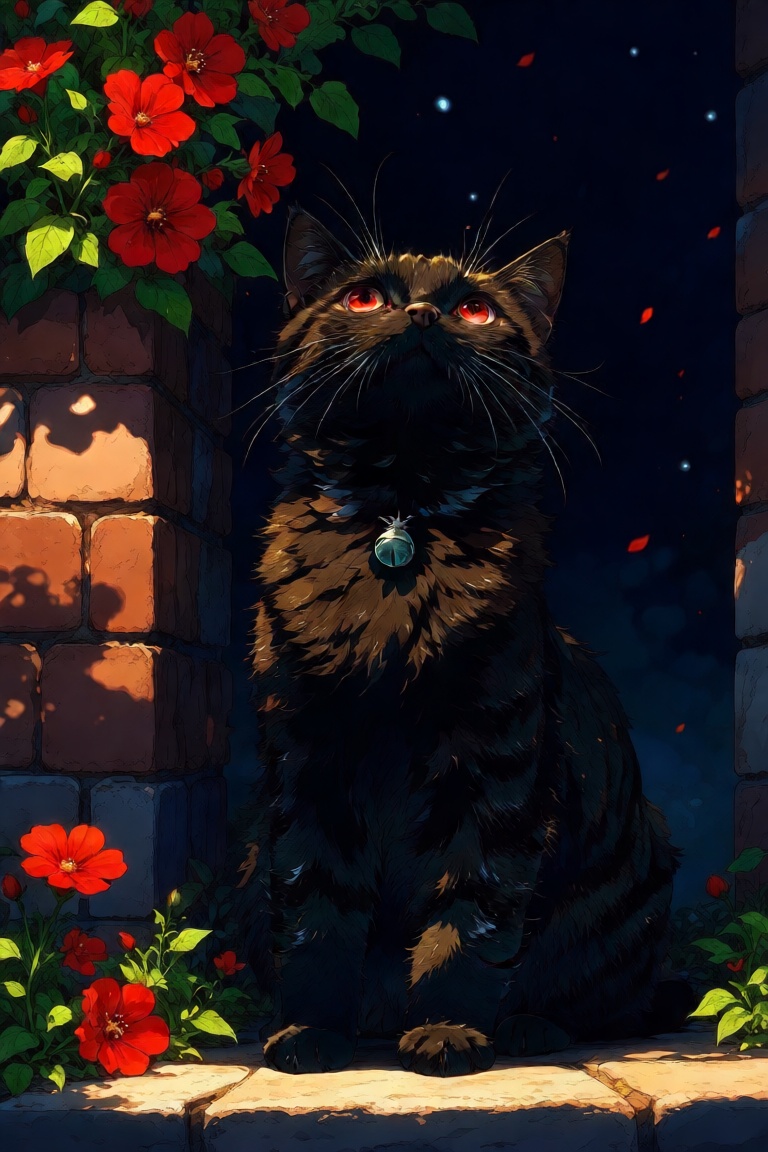solo,  red eyes,  flower on Tensor.Art