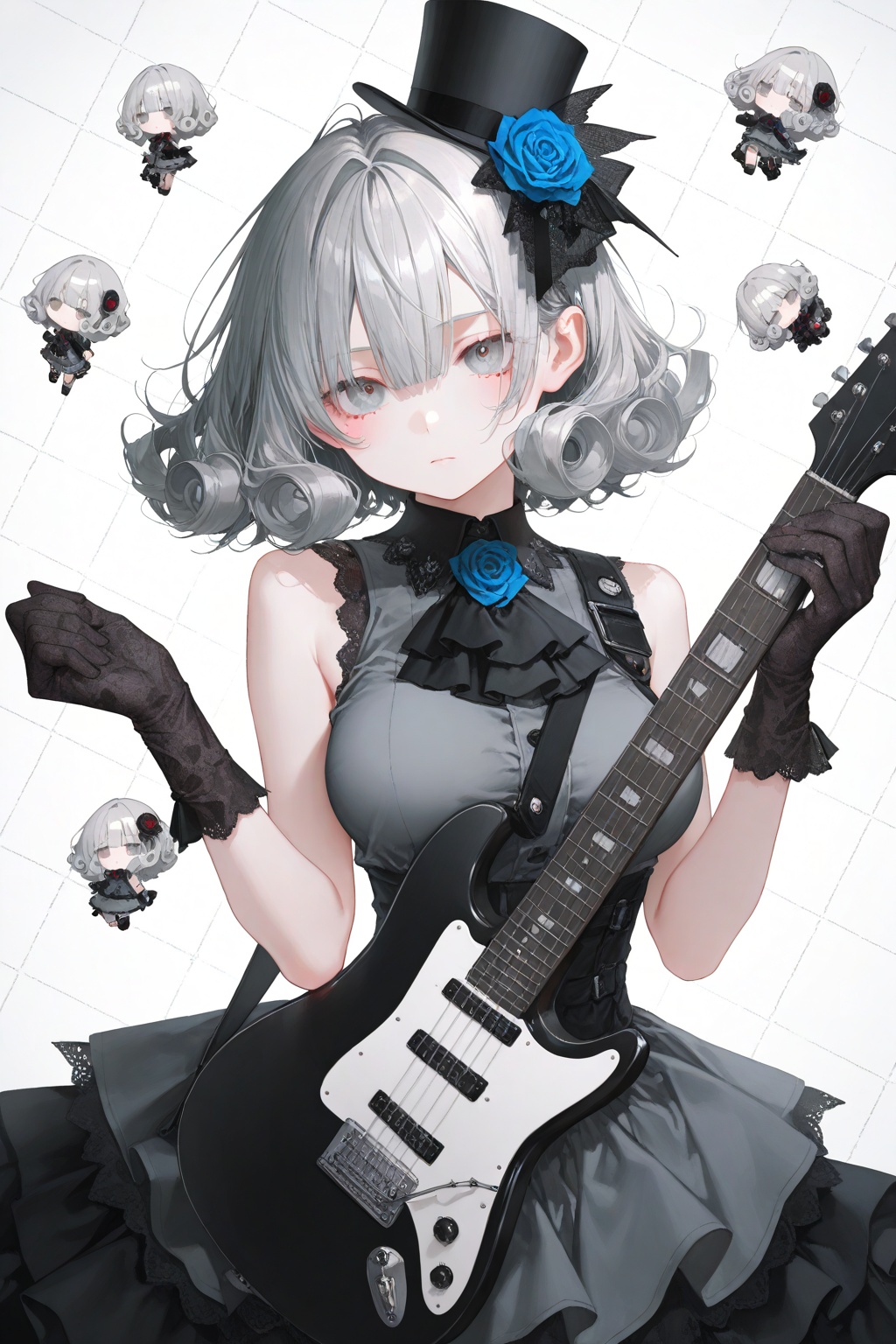 1girl,  grey eyes,  short hair by 月老板 on Tensor.Art