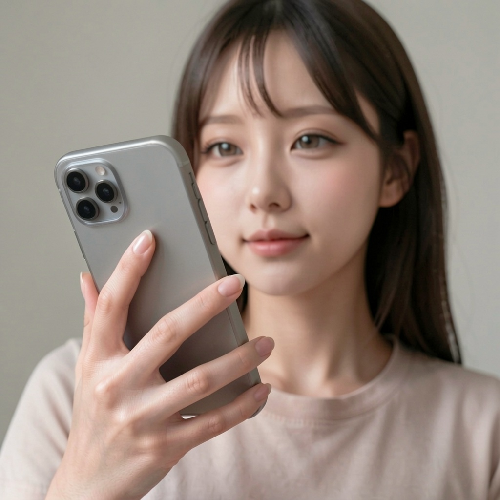 cleanhands_lora,  realistic portrait of a young ***** woman holding a smartphone in one hand,  thumb visible on Tensor.Art