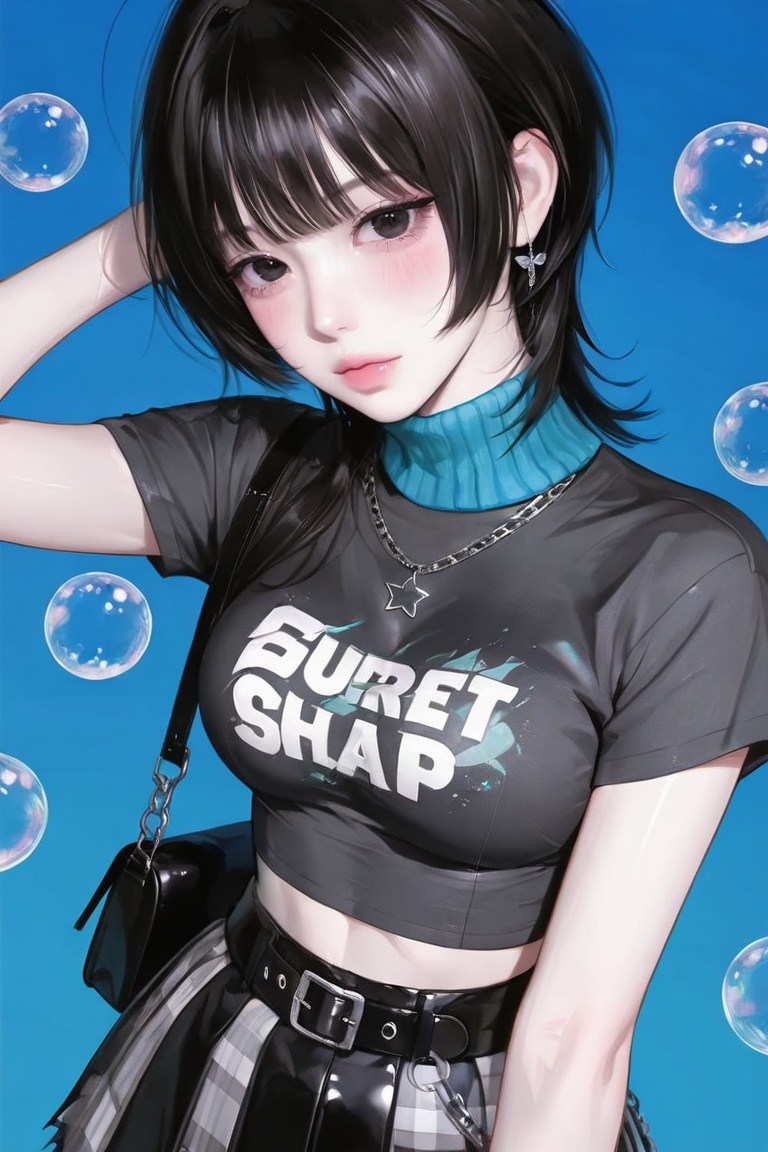 1girl,  solo,  long messy wolf cut hairstyle on Tensor.Art