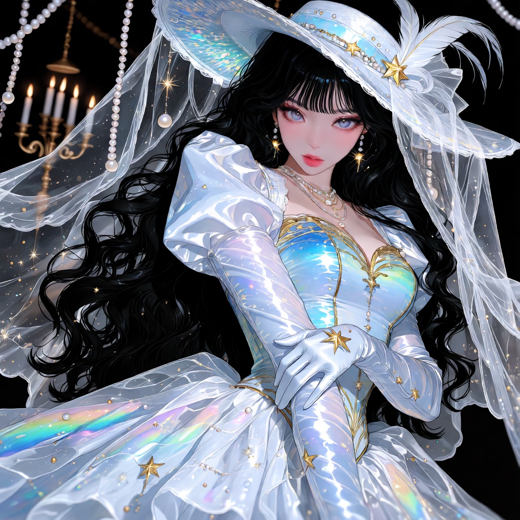 1girl,  solo,  very long black wavy hair on Tensor.Art