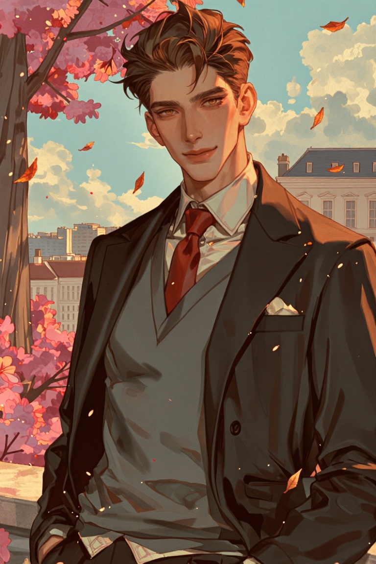 aesthetic illustration,  1boy,  upper body on Tensor.Art