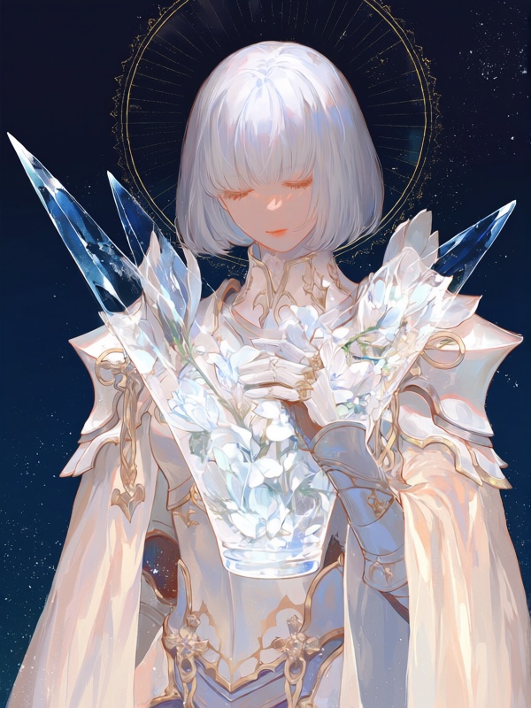 x01,  1girl,  moonlit paladin with silver bob haircut and a calm haunted stare on Tensor.Art