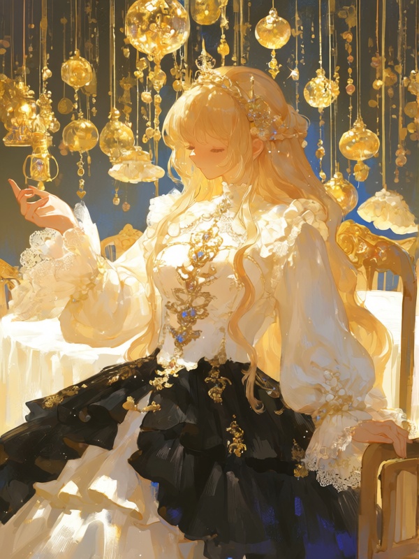 x01,  1girl,  elegant puppet princess with lace-trimmed sleeves and cream silk ruffles on Tensor.Art