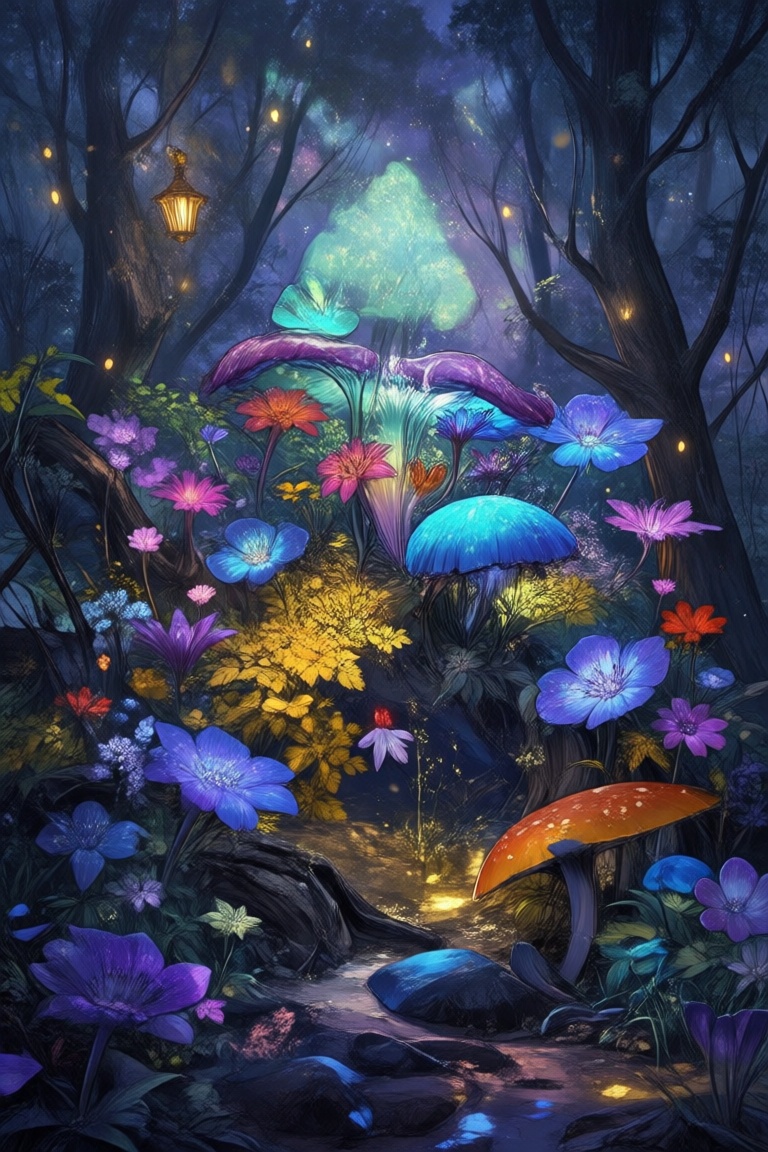 a glowing magical mushroom in the style of chalkdust,  8k,  releasing neon glowing spores on Tensor.Art