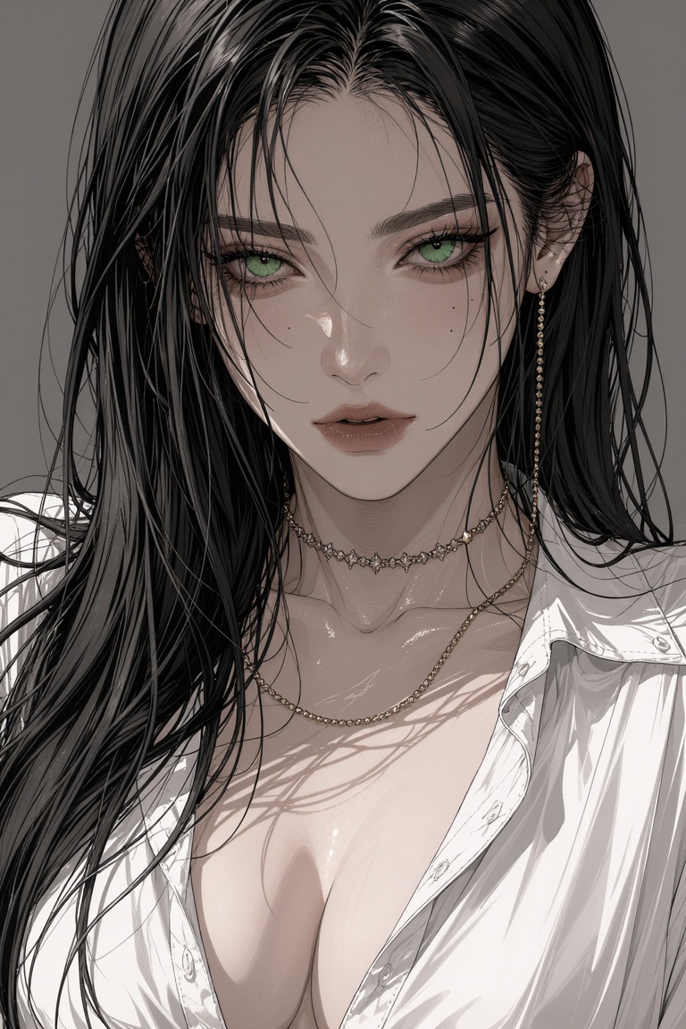 A close-up,  sunlit portrait of a stunning young woman looking directly at the viewer. She has long,  silky on Tensor.Art