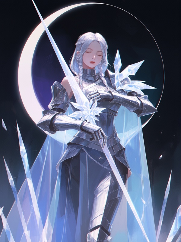 yo96,  1girl,  moon-blessed knight with silver braided hair on Tensor.Art