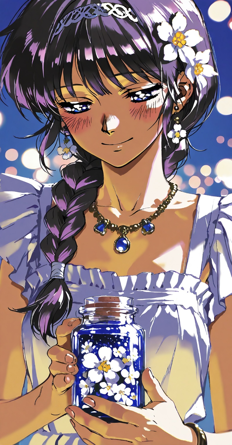 ((Emphasize a blend of anime aesthetics with painterly digital rendering techniques)),  the use of light and shadow create...