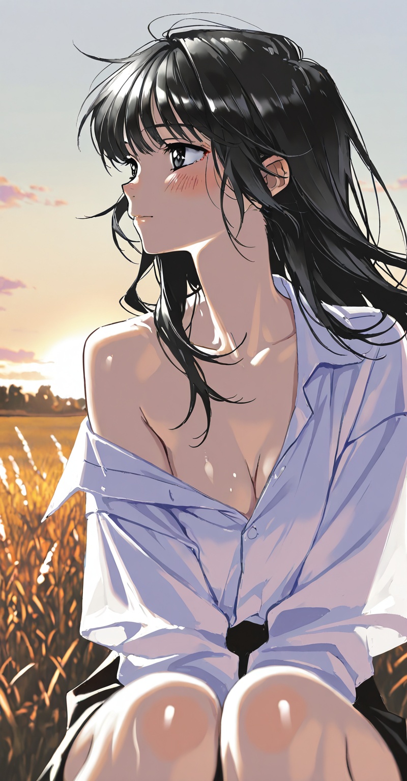 ((Emphasize a blend of anime aesthetics with painterly digital rendering techniques)),  the use of light and shadow create...