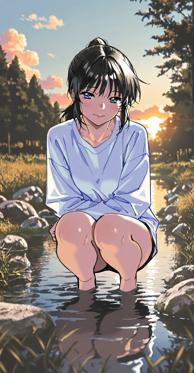 ((Emphasize a blend of anime aesthetics with painterly digital rendering techniques)),  the use of light and shadow create...