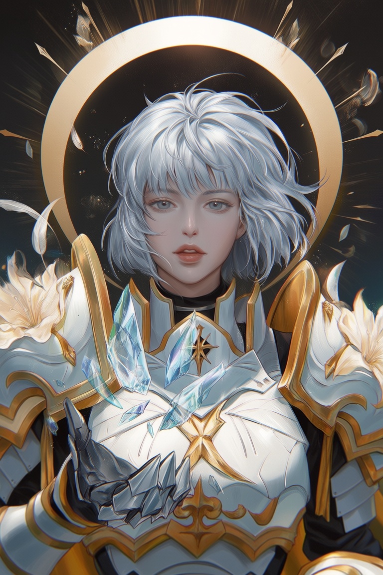 ji11y,  1girl,  moonlit paladin with silver bob haircut and a calm haunted stare on Tensor.Art