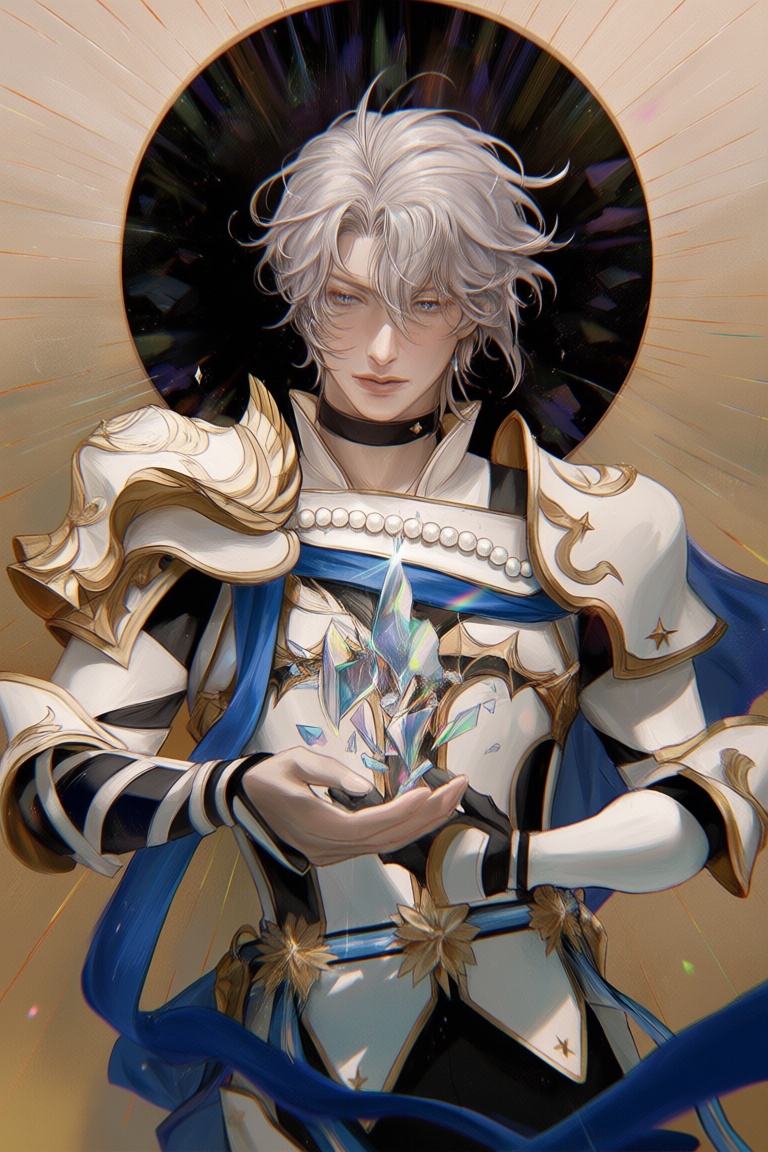 ji11y,  1boy,  androgynous prince with tousled platinum hair on Tensor.Art