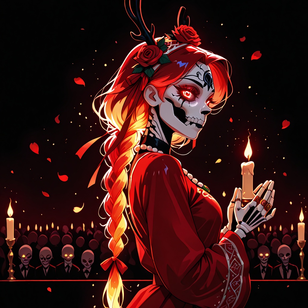 Santa Muerte,  solo,  from side on Tensor.Art