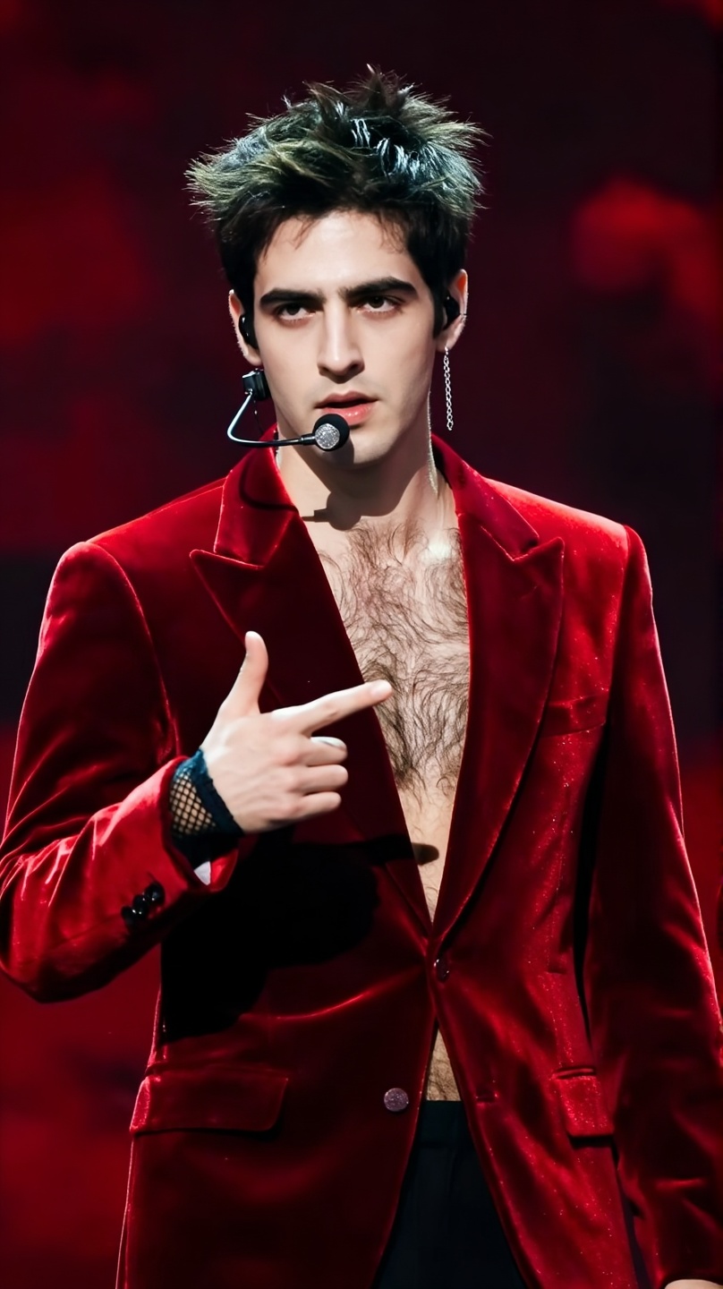 GQ_Zain is captured in a striking mid-shot,  posing confidently with a hand gesture. He has a sharp facial features,  and...