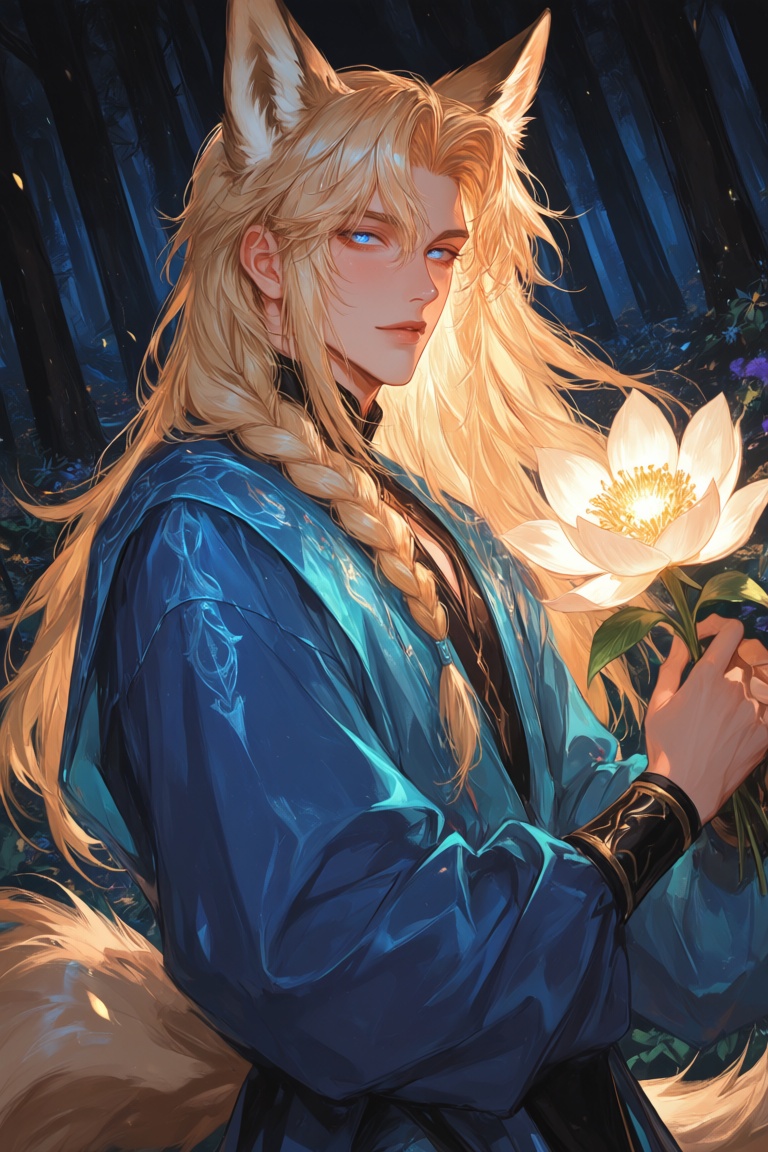 1boy wolf ears,  wolf tail,  man on Tensor.Art