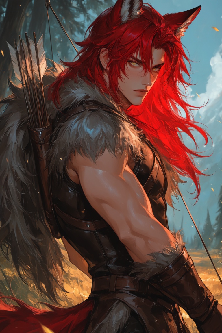 wolf ears,  wolf tail,  man on Tensor.Art