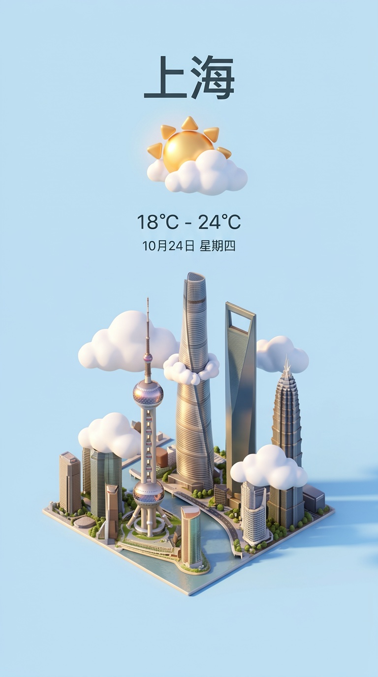UI 设计 · 等距上海天气