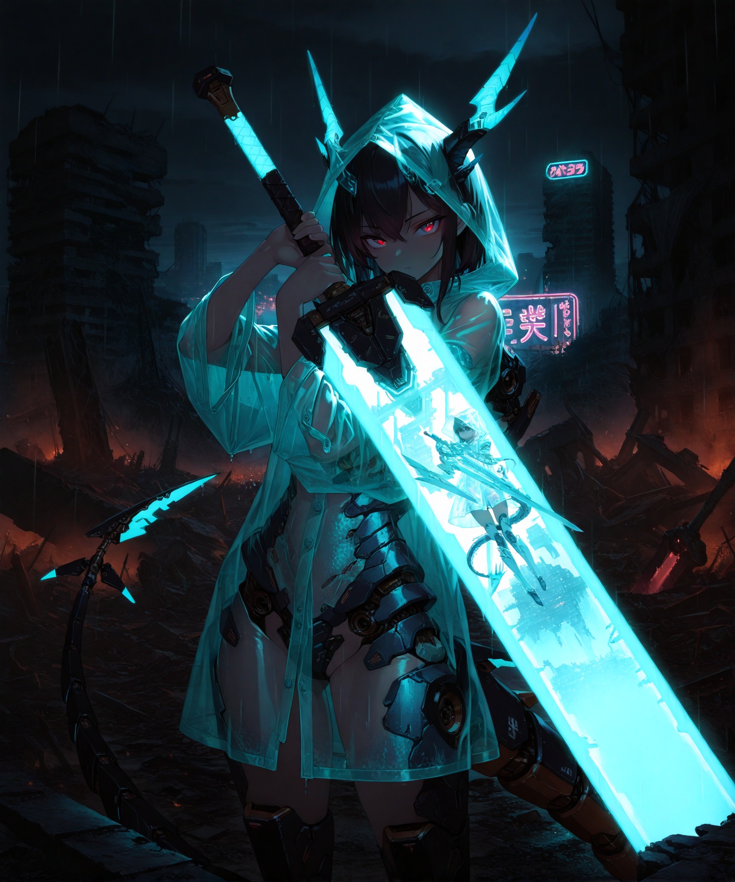 1girl,  masterpiece,  neon lights on Tensor.Art