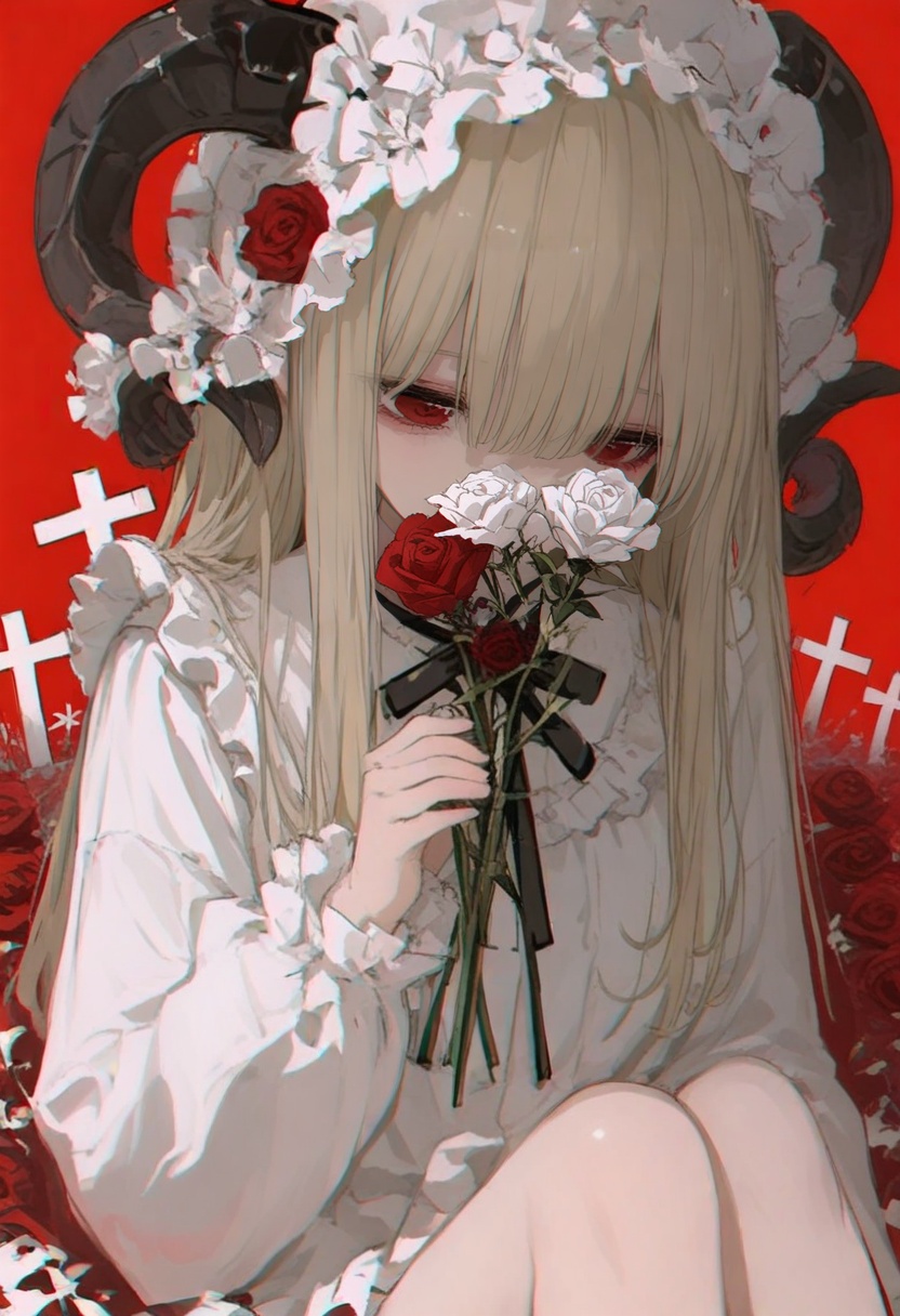 red background,  flower,  1girl on Tensor.Art
