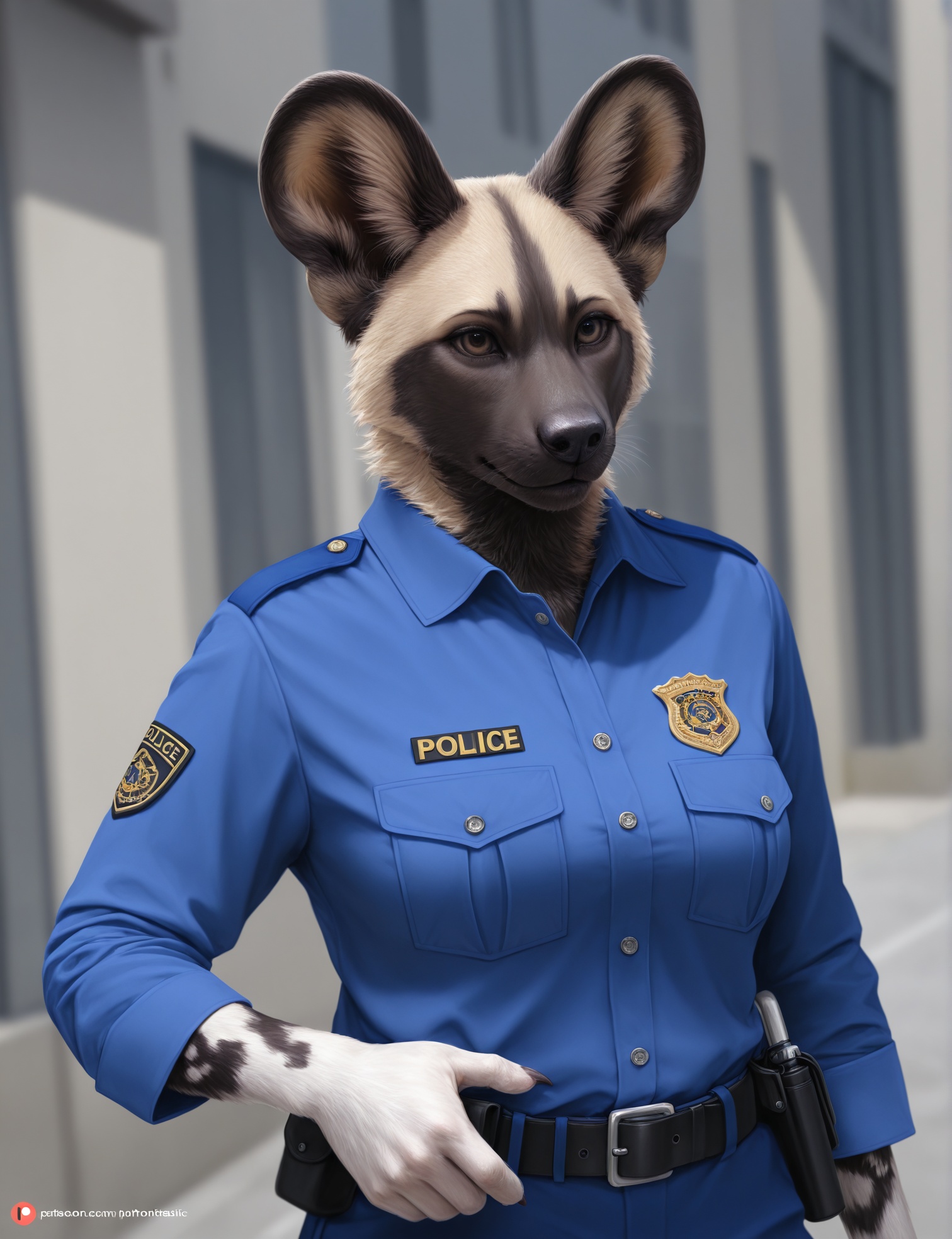 anthro,  african wild dog,  solo on Tensor.Art