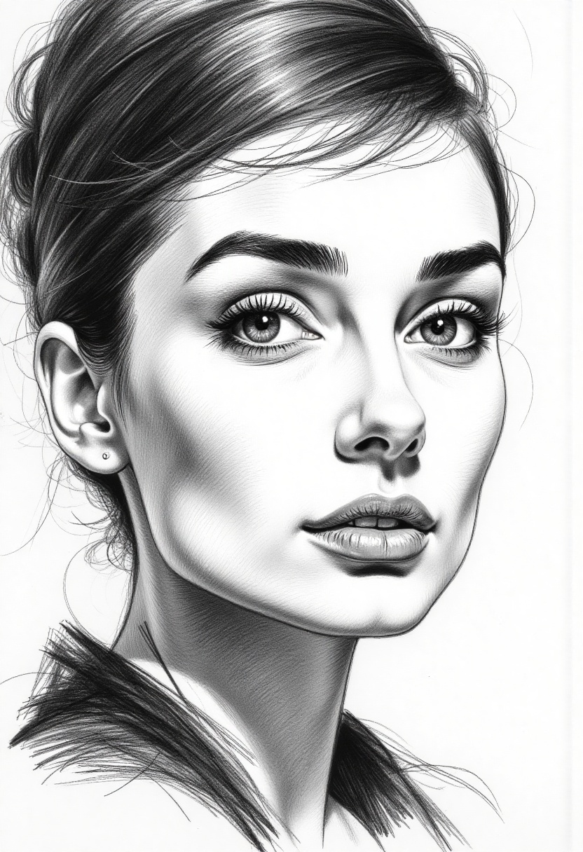 Visible pencil strokes,  Pencil drawing,  black and white on Tensor.Art