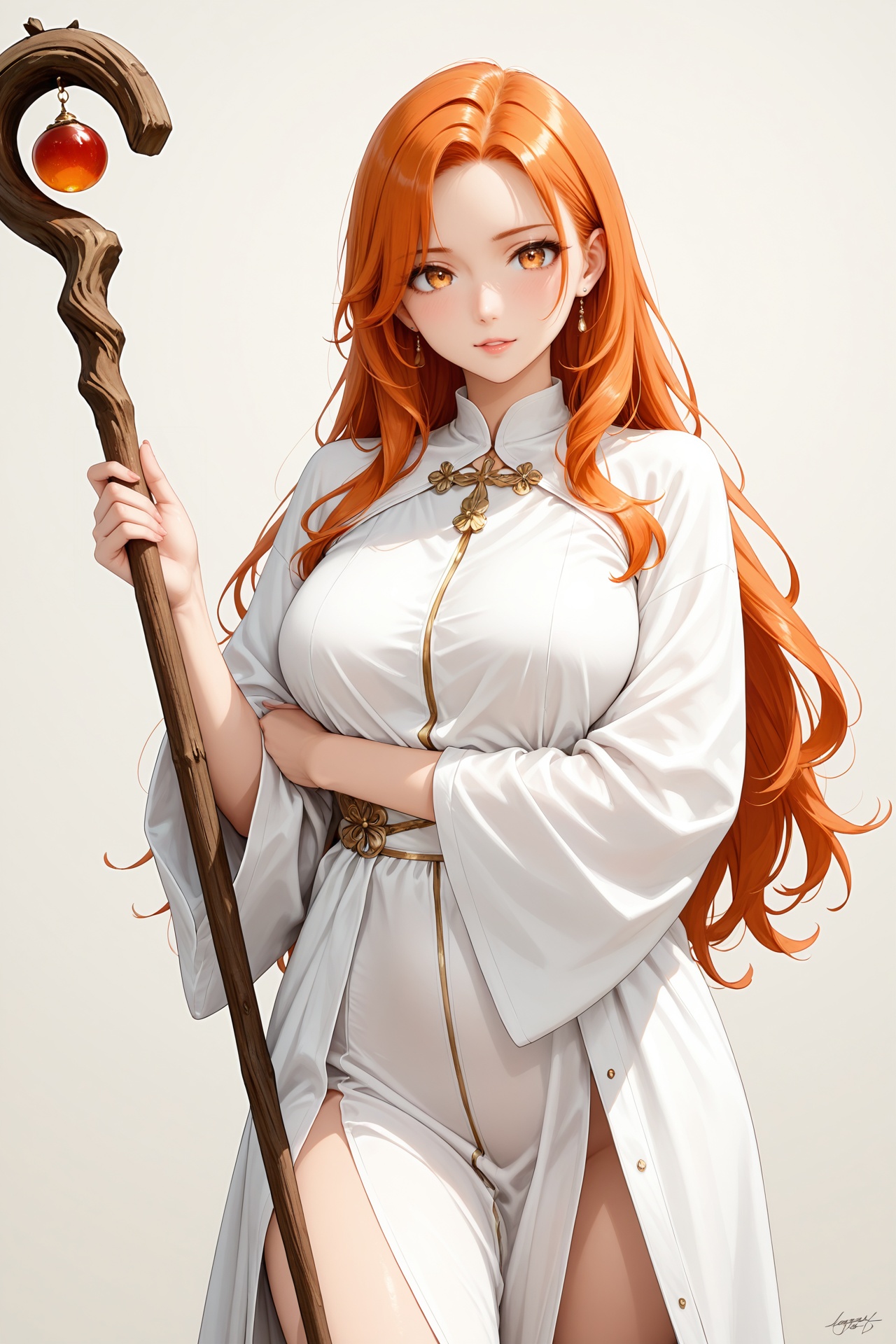 solo,  female healer,  wielding a wooden staff on Tensor.Art