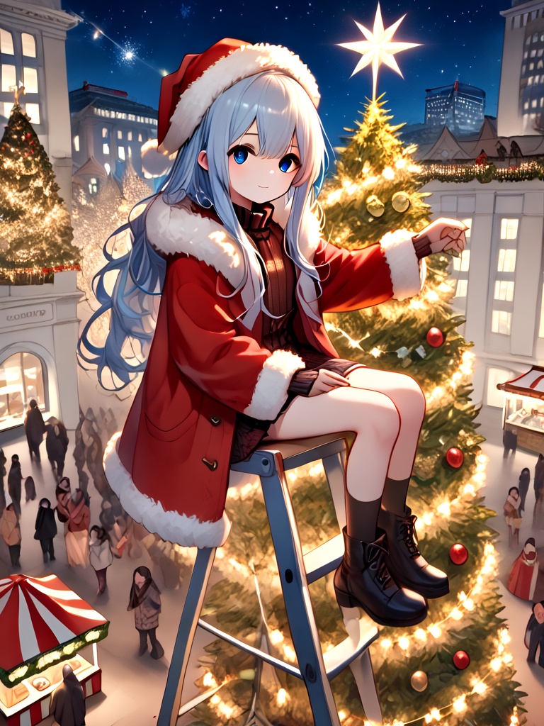 score_9,  source_anime,  christmas tree with festive lights on Tensor.Art
