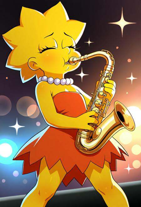 1girl,  lisa simpson,  pearl necklace on Tensor.Art
