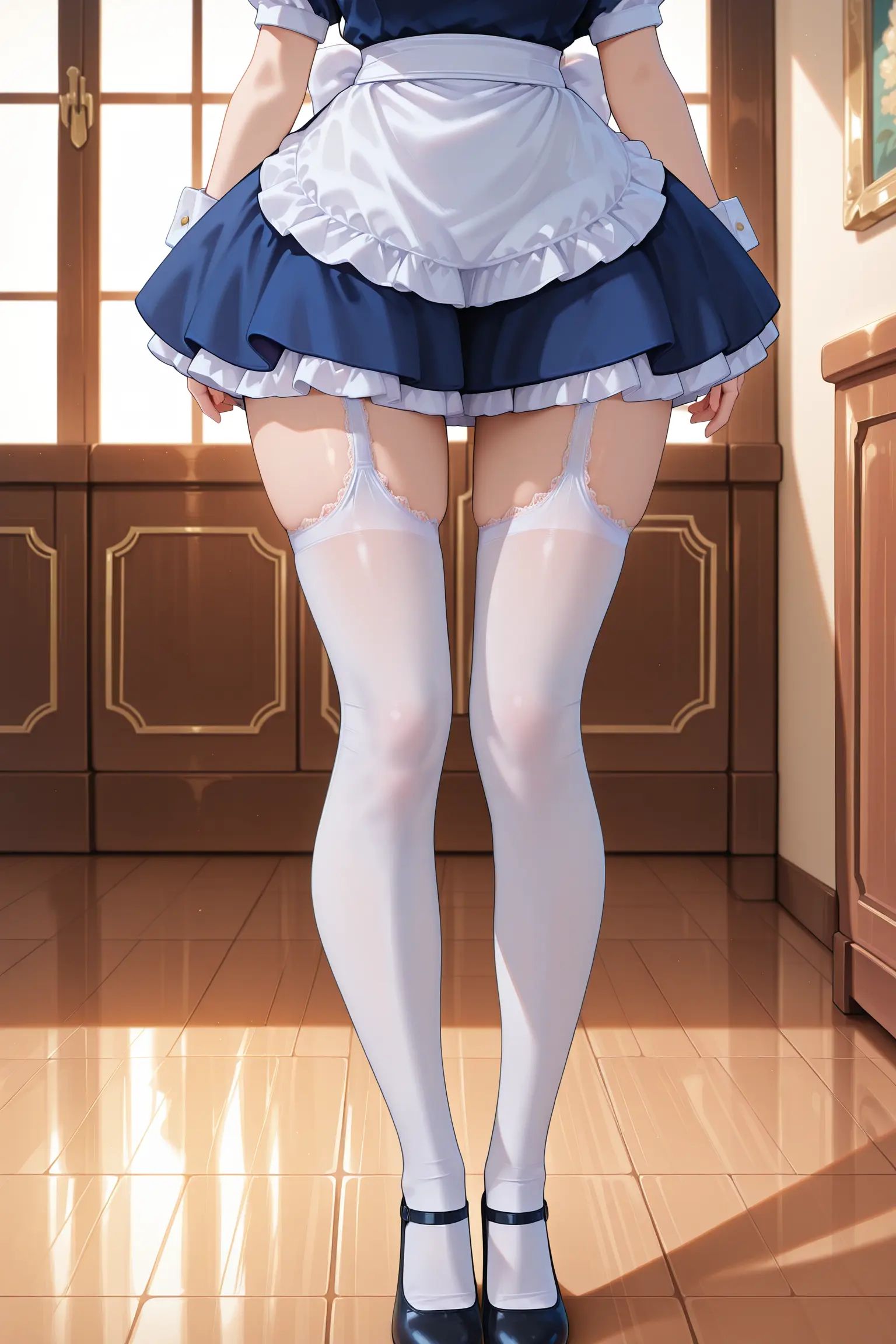 1girl,  suspender_thighhighs ,  lace-trimmed thighhighs on Tensor.Art