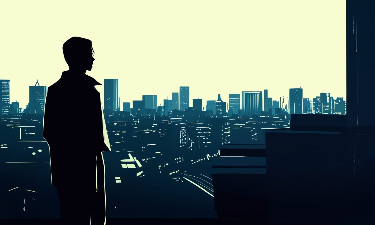 1boy,  high contrast,  cityscape on Tensor.Art