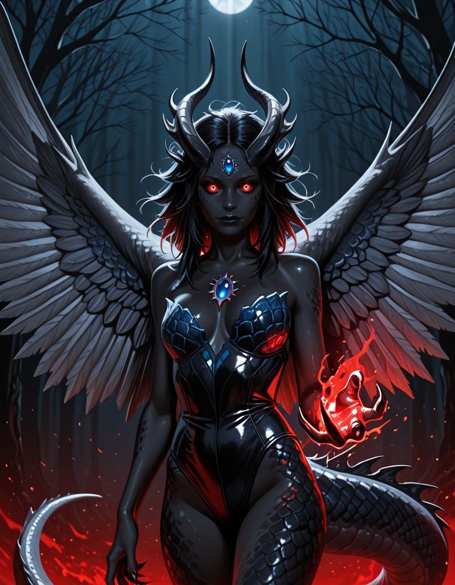 DGQMGirl-V4,  black skin,  red glowing eyes on Tensor.Art