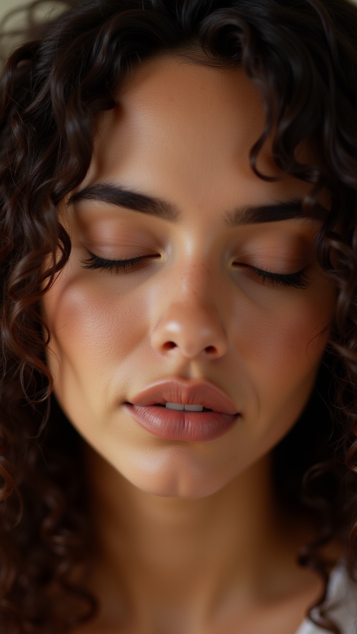 portrait,  close up of a A soft,  velvety canvas comes to life as a woman with long on Tensor.Art