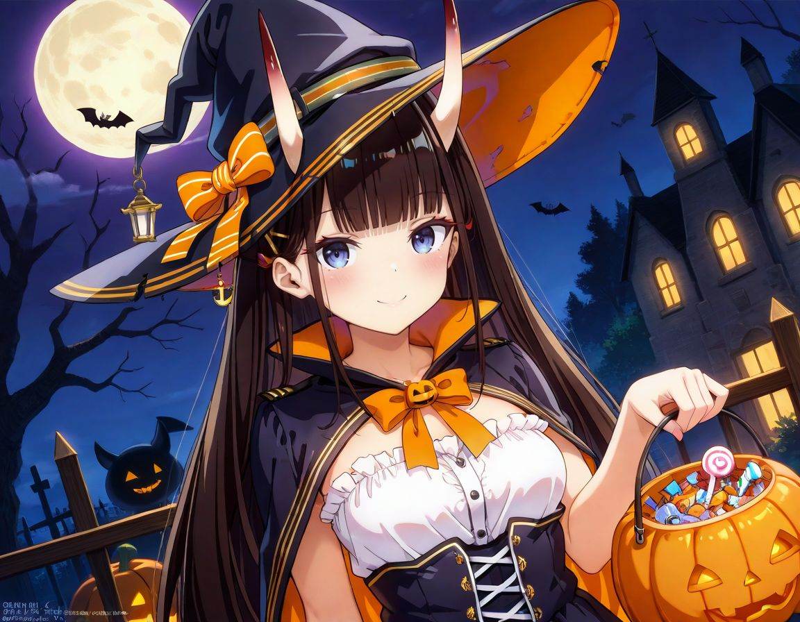 noshiro \(azur lane\),  halloween costume,  smile on Tensor.Art