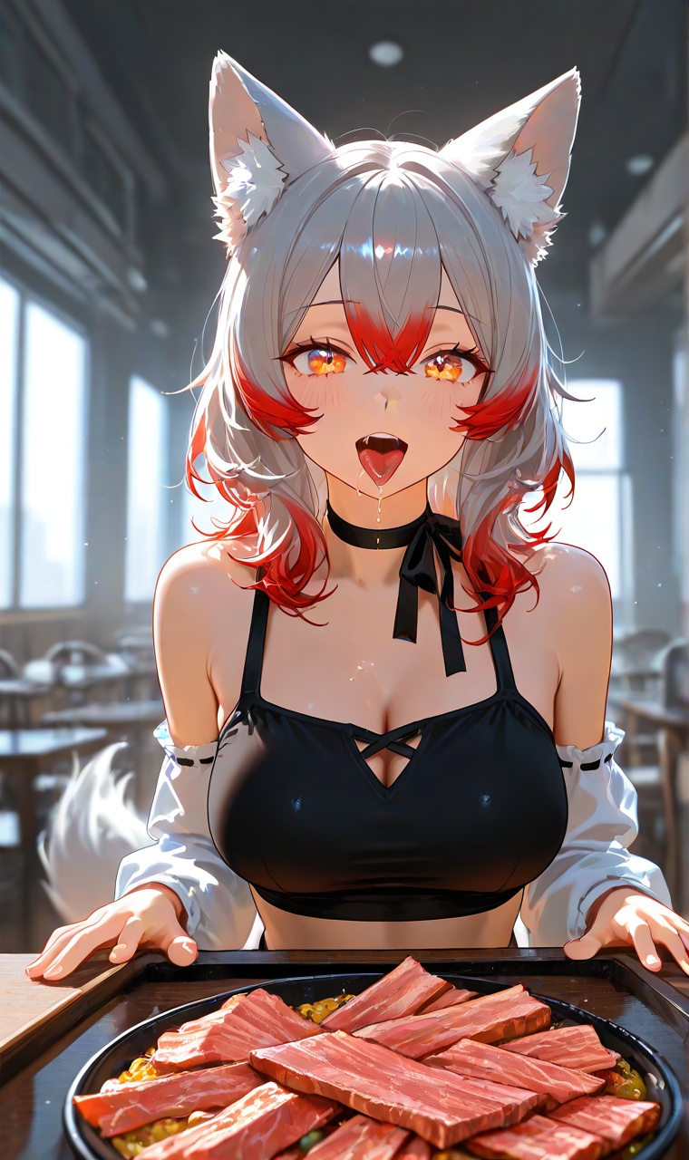 1girl,  wolf girl,  wolf tail on Tensor.Art