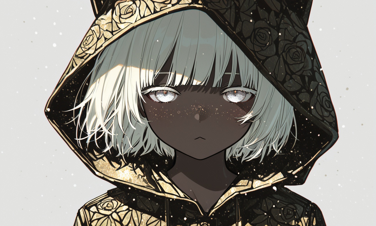 masterpiece, best quality, good quality,anime character, solo, girl, water particles, general, white background, pure, iridescent sidelighting, clear outlines, floral, white hair,gangster style, thug girl, creative luxury, clean, white space, fade, BREAK,/// 1girl, solo, boots, blonde hair, (dark skin), very dark skin, eye focus, hood, (freckles), dress, simple background, blunt bangs, white background, windy hair strands, animal hood, short hair, white eyelashes, white eyes, gradient eyes, gold eyes, sand powers, standing, cat hood, long sleeves, looking at viewer, hood up, [:3], :<, animal ears, closed mouth, blush very aesthetic, masterpiece, absurdres, best quality, amazing quality, very aesthetic, absurdres, close up,[shibafu \(glock23\), yuebaihezi, rella]