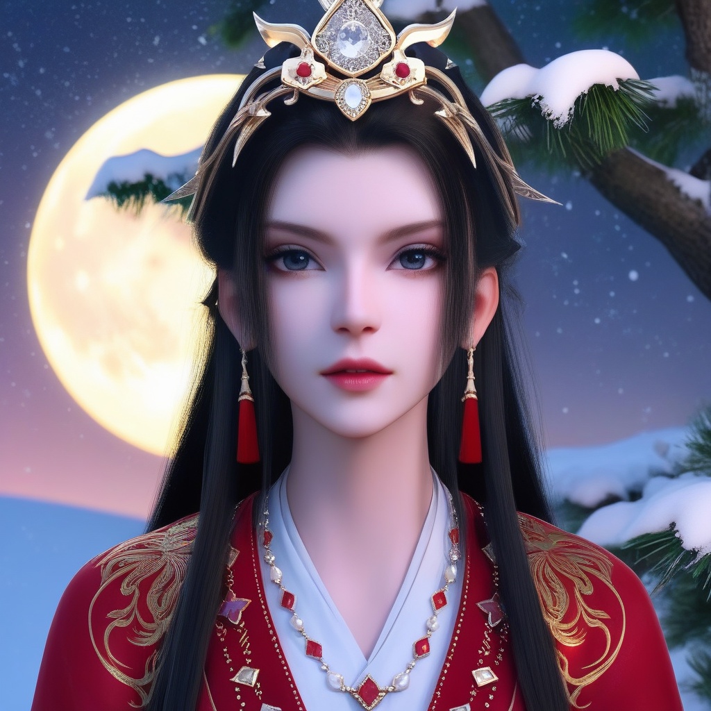 <lora:835-DA-XL-晏琉璃-婚服:0.8>, (,1girl, ,best quality, ),,  picture-perfect face,   clean, masterpiece,     cinematic lighting, cinematic bloom, fantasy,  , unreal, science fiction, ((,1girl, pov,))(((,tree, 1girl, full moon,snowing,snow ,solo,     solo focus,  long_hair, looking_at_viewer,  )))  (rich:1.4,)     prestige, luxury, jewelry, diamond, gold, pearl, gem, sapphire, ruby, emerald, intricate detail, delicate pattern, charming, alluring, seductive, erotic, enchanting, hair ornament, necklace, earrings, bracelet, ,(sit),