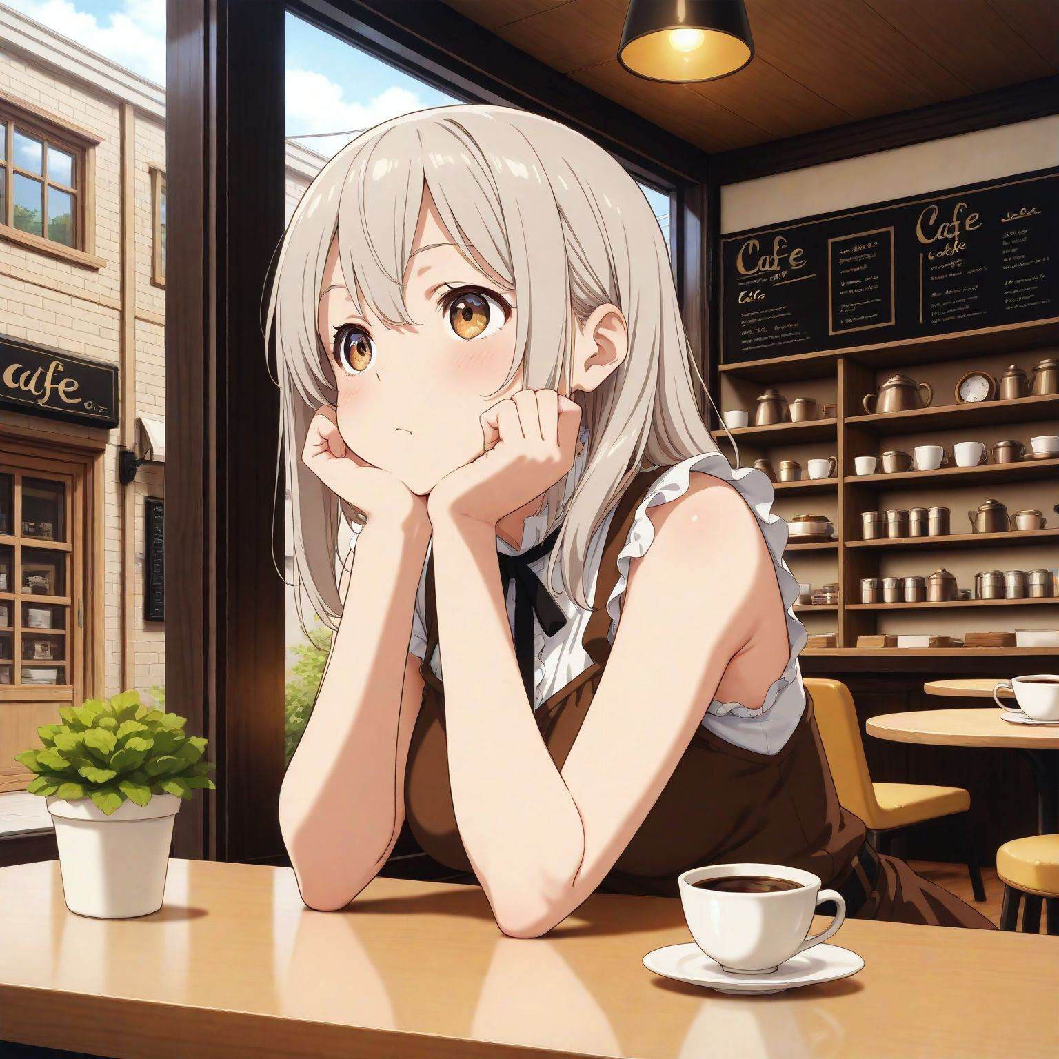 1girl,  head_rest,  cafe on Tensor.Art