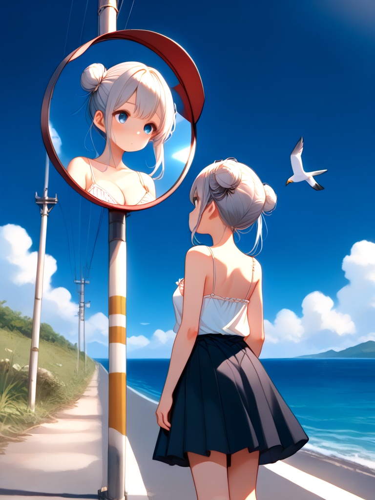 score_9,  source_anime,  convex mirror on utility pole on Tensor.Art