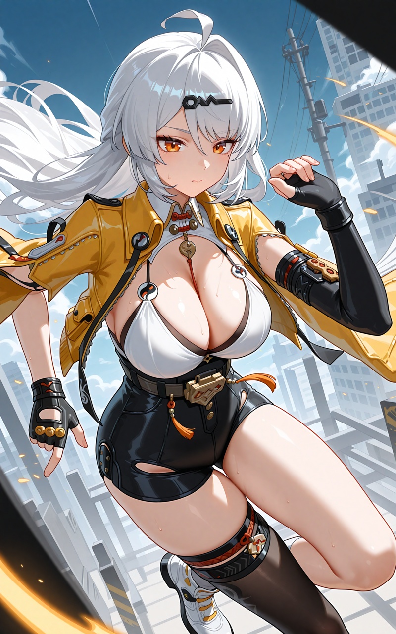 Yixuan\(zenless zone zero\),  white hair,  ahoge on Tensor.Art
