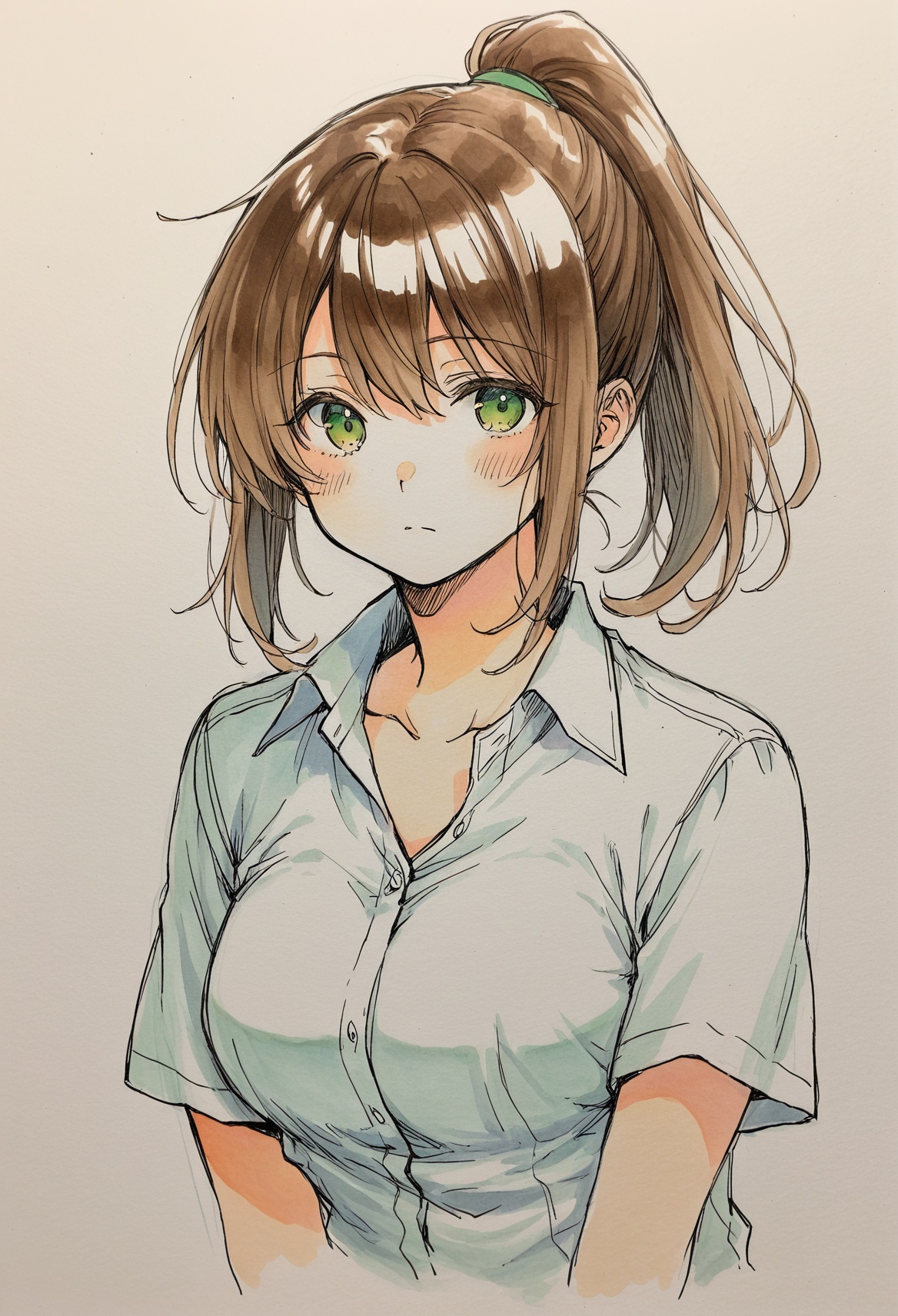 1girl,  ponytail,  brown hair on Tensor.Art