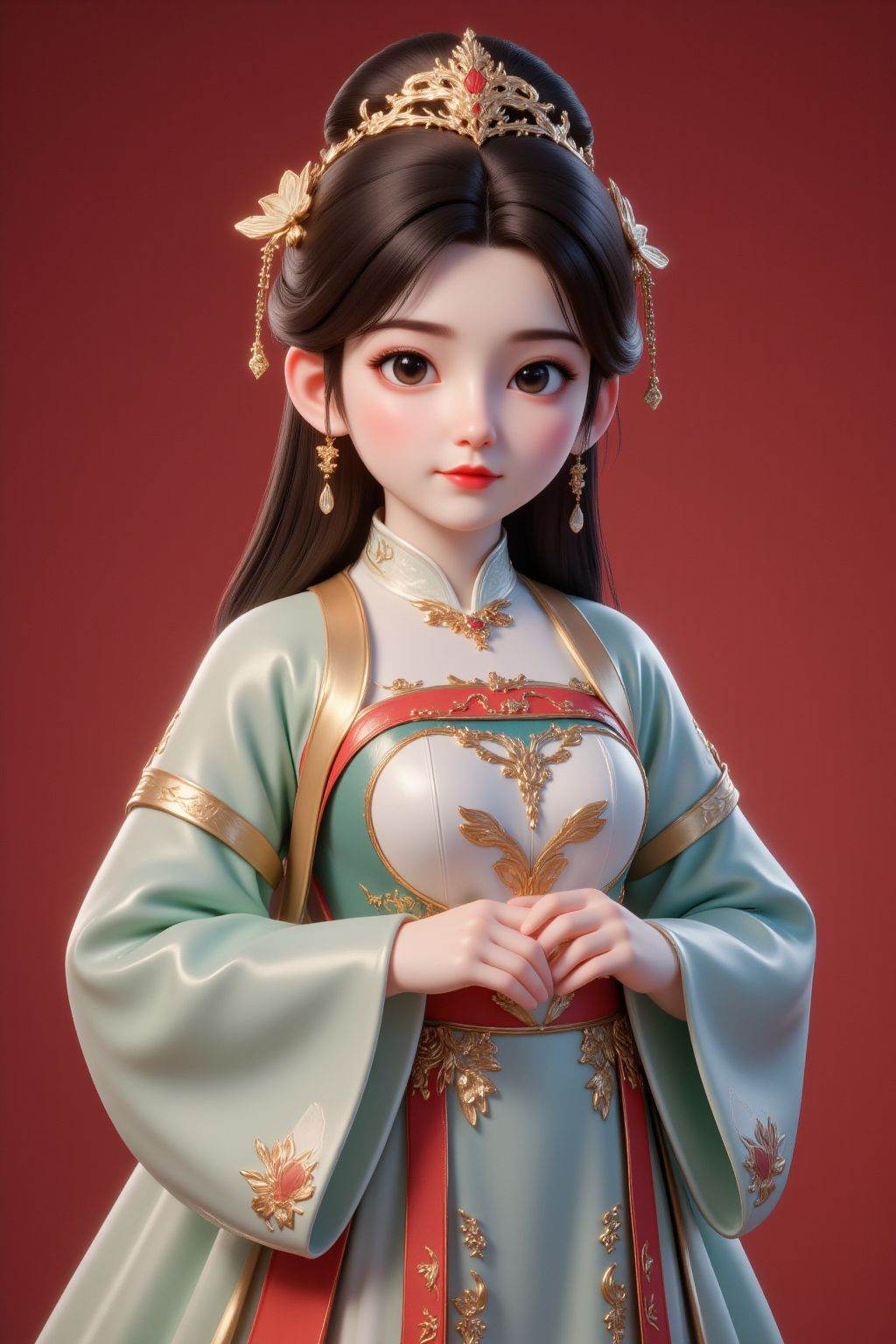 Tang statue,  cute Tang Dynasty girl,  upper body portrait on Tensor.Art