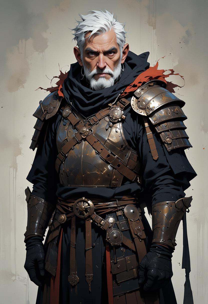 a grand father in a samurai armor,  techwear,  ultra-realistic on Tensor.Art