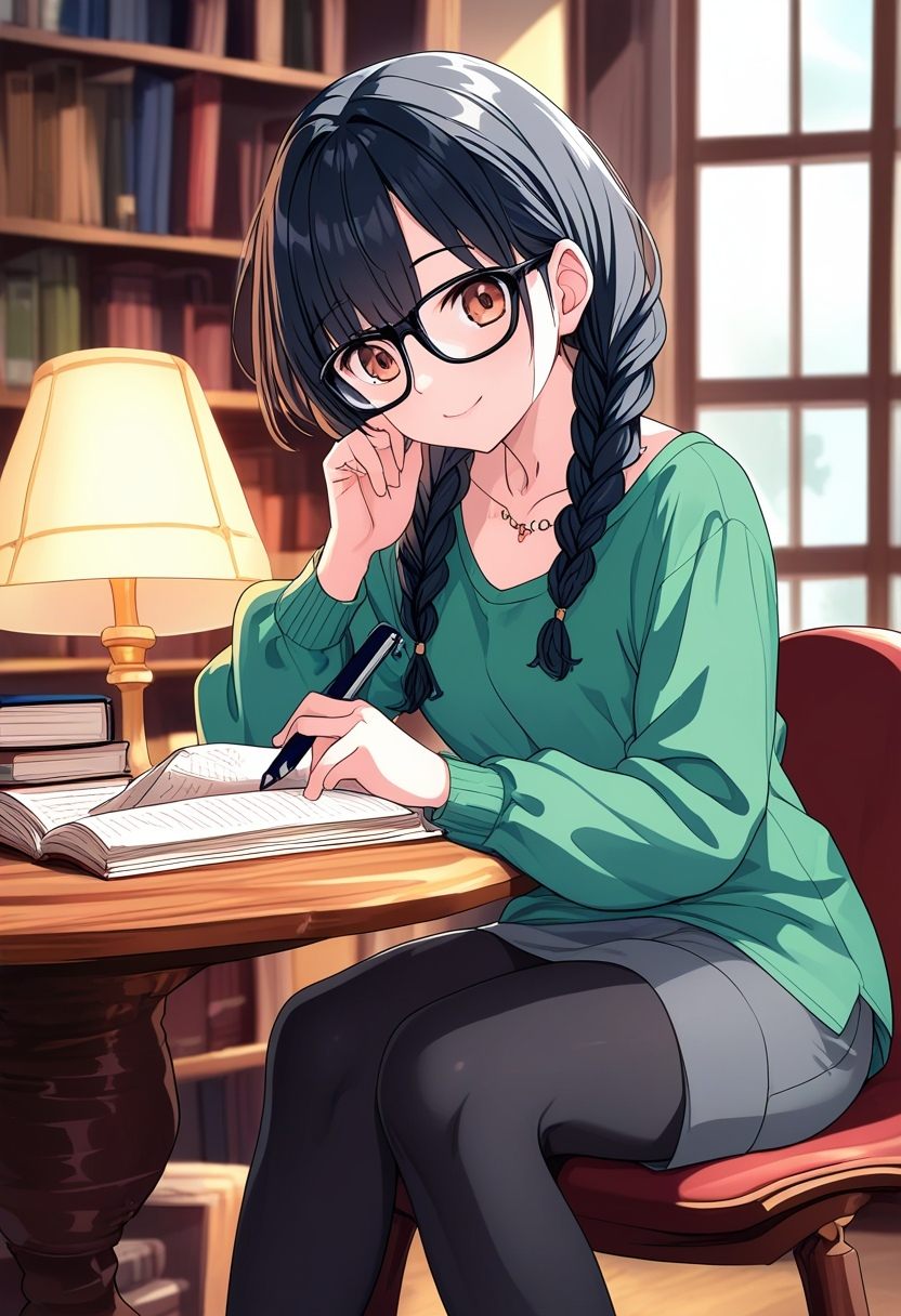 1girl,  original,  library on Tensor.Art