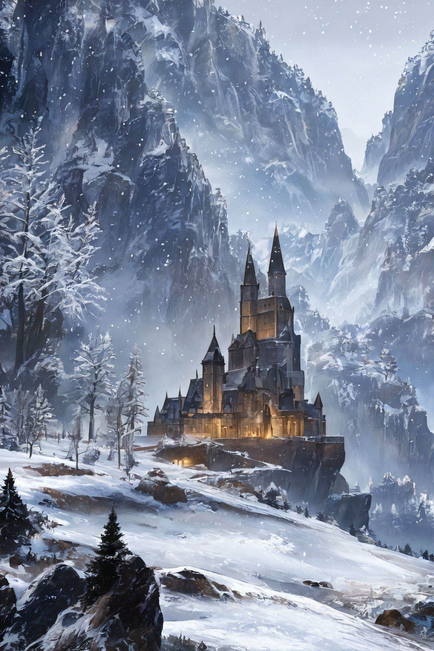 scenery,  outdoors,  snowing on Tensor.Art